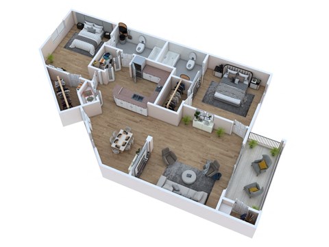 Floor plan for 2 beds, 2 baths, 1025 sqft